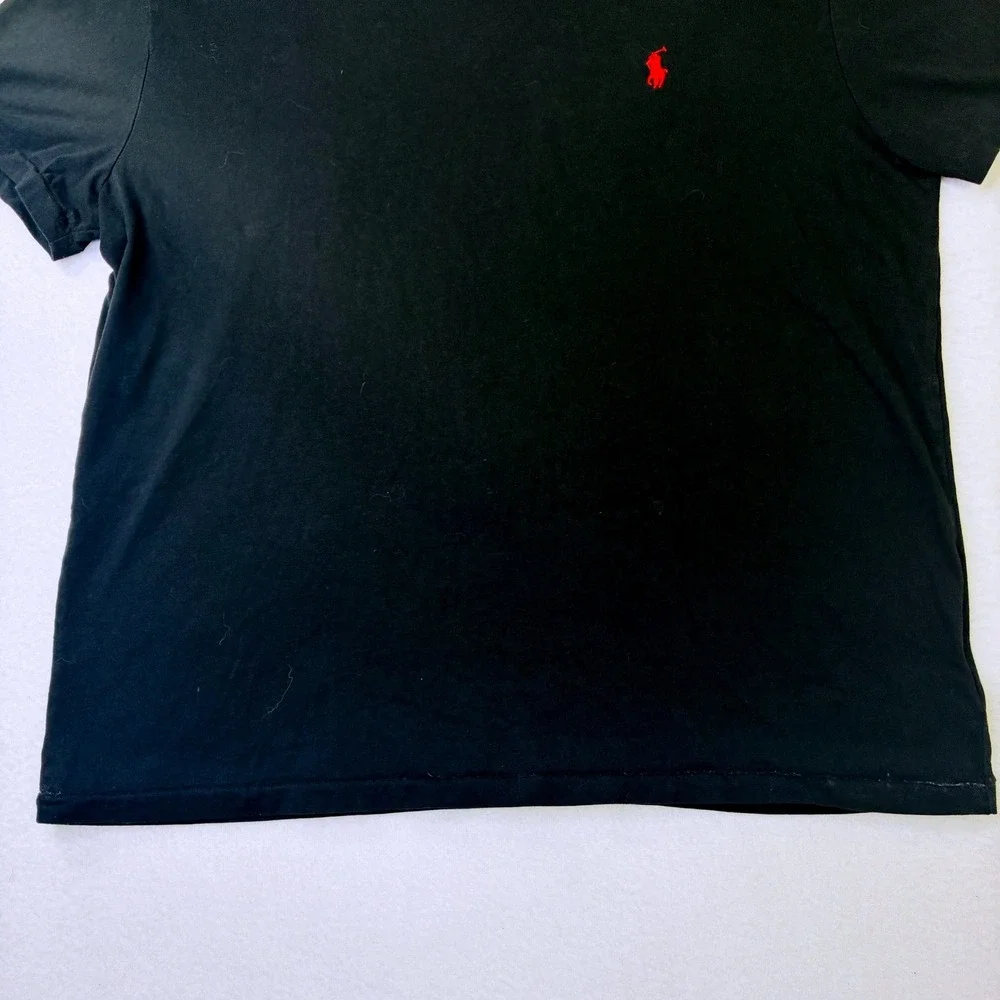 Polo Ralph Lauren Mens Crewneck T-Shirt Black Red Pony Logo Size Large L
